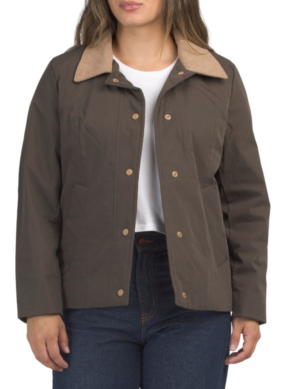 Hunter Dark Brown Utility Jacket with Tan Corduroy Collar